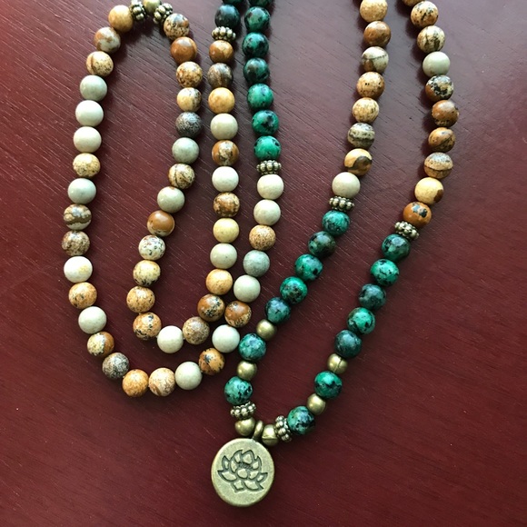 African turquoise and picture jasper Mala/bracelet/necklace - Picture 2 of 7